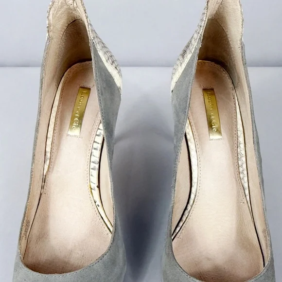 LOUISE ET CIE GREY SUEDE & SNAKE HEELS - Picture 6 of 13